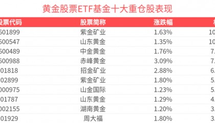 黄金股票ETF基金开盘强势上涨超1.3%，资金“高低切”周期方向逻辑顺畅