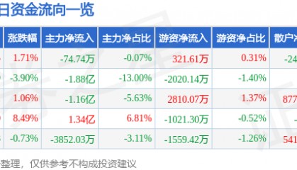 股票行情快报：中矿资源（002738）7月29日主力资金净卖出74.74万元