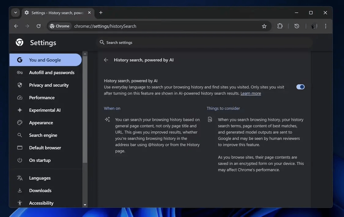 谷歌Chrome浏览器历史记录AI搜索功能走出美国,全球推广指日可待