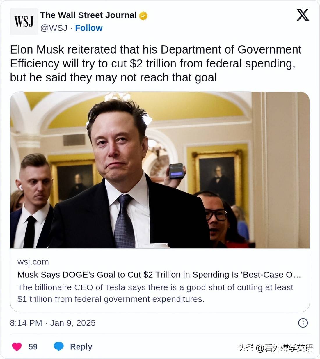 1月10日华尔街日报新闻头条中英双语