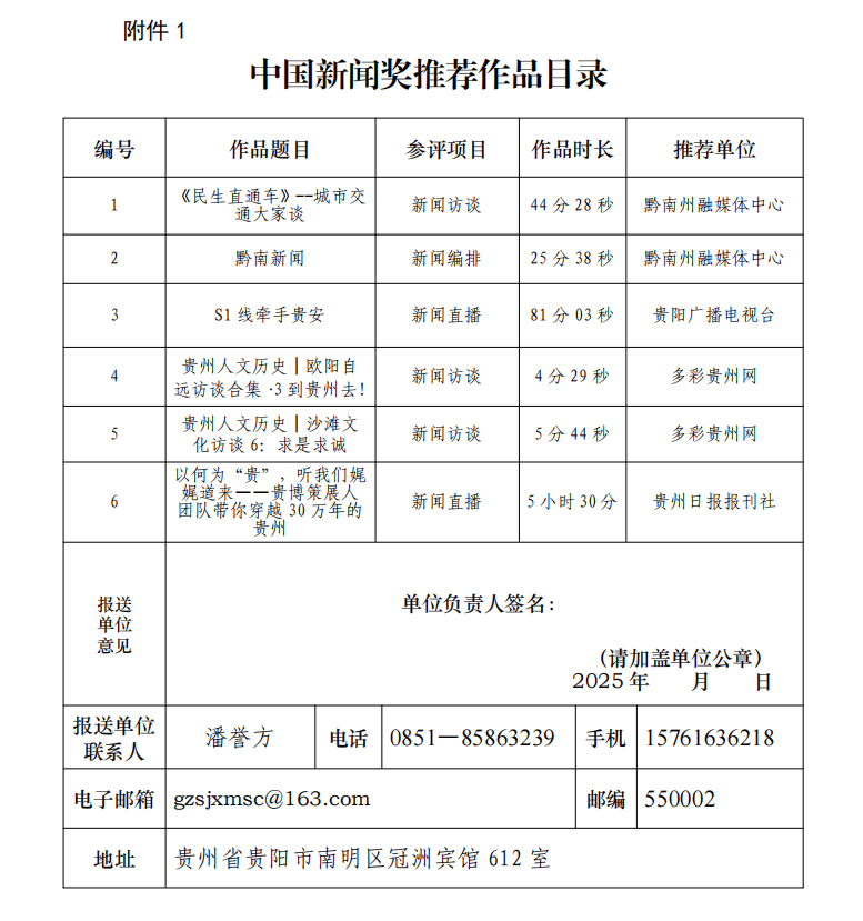 贵州省参加第35届中国新闻奖音视频新闻访谈、音视频新闻直播、广播电视新闻编排、广播电视新闻专栏专项初评推荐作品公示